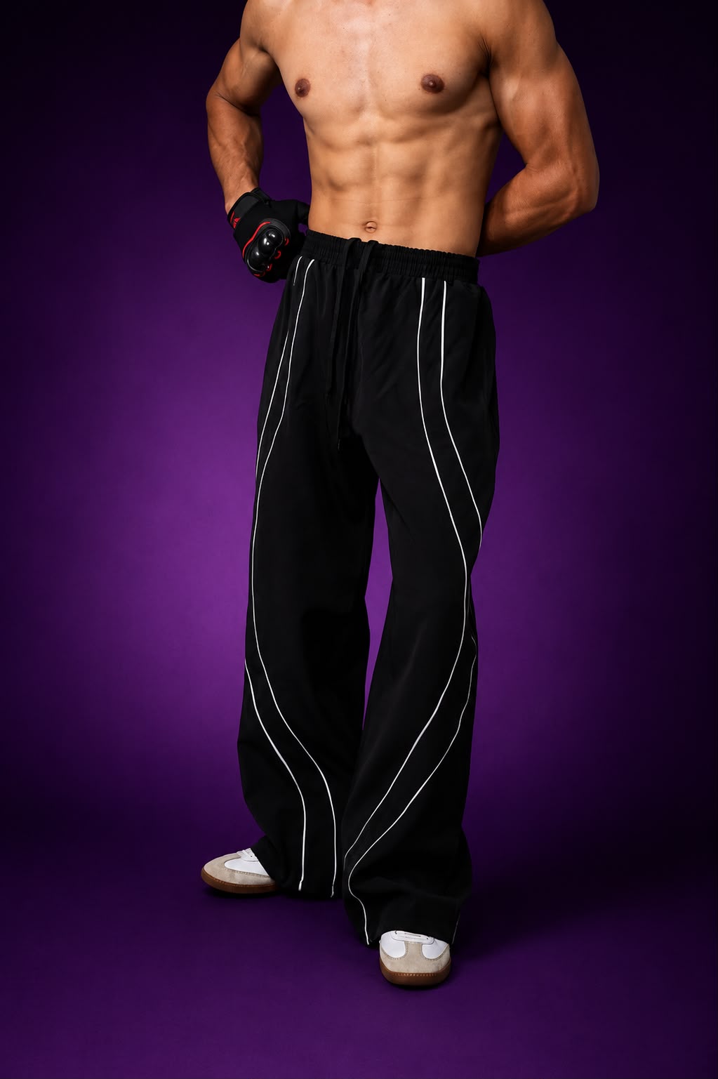 Black Wide-Leg Parachute Pants
